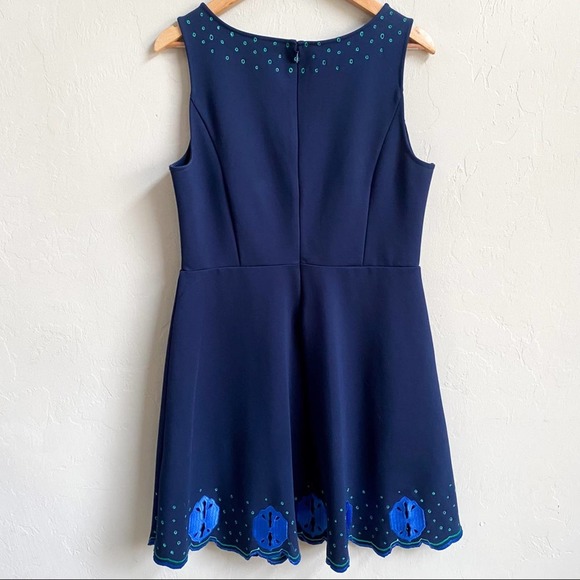 NEW Stitch Fix 41 Hawthorn Navy Blue Embroidered Paloma A Line Fit & Flare Dress - Picture 2 of 7